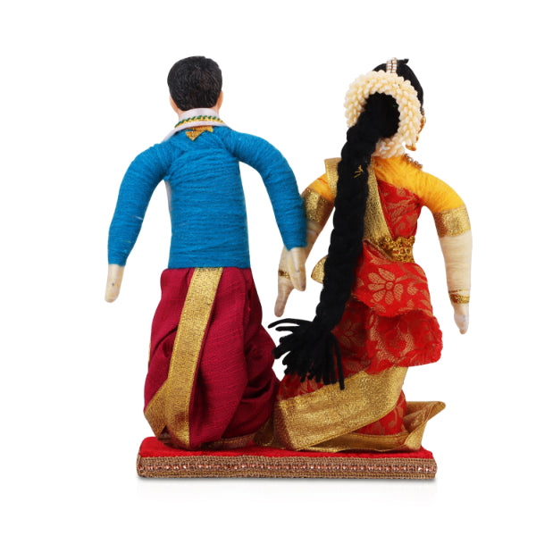 Decorative Couple Pair - 8 Inches | Cloth Golu Doll/ Golu Bommai for Home Decor - Kondapalli Wooden Toys