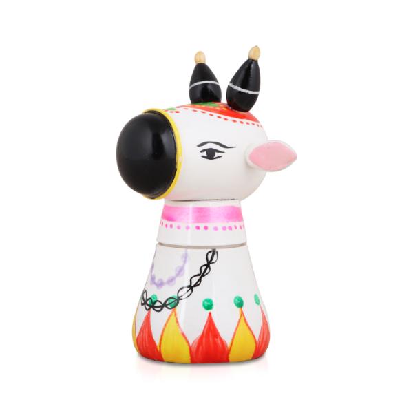 Sindoor Box - 4.5 x 3 Inches | Wooden Kumkum Bharani/ Nandi Design Kumkum Box for Pooja - Sindoor Box