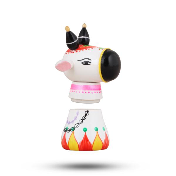 Sindoor Box - 4.5 x 3 Inches | Wooden Kumkum Bharani/ Nandi Design Kumkum Box for Pooja - Sindoor Box