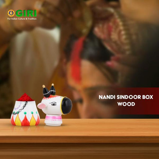 Sindoor Box - 4.5 x 3 Inches | Wooden Kumkum Bharani/ Nandi Design Kumkum Box for Pooja - Sindoor Box