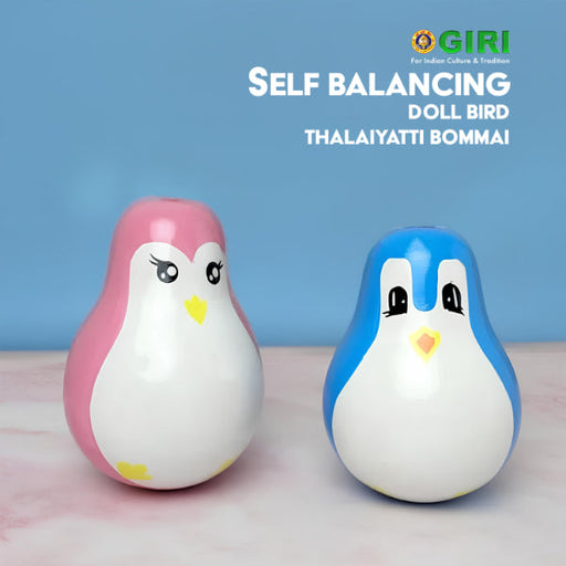 Self Balancing Doll Bird - 5 Inches | Wooden Statue/ Thalaiyatti Bommai for Home Decor - Kondapalli Wooden Toys