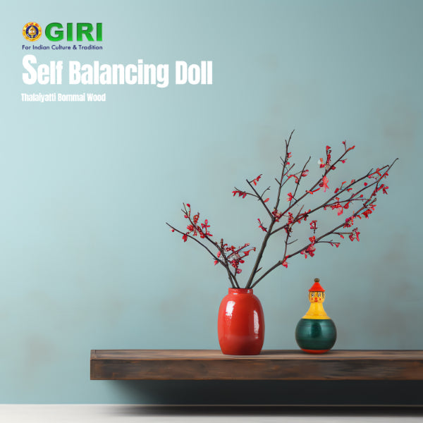 Dancing Doll - 5 Inch | Wooden Statue/ Self Balancing Doll/ Thalaiyatti Bommai for Home Decor - Kondapalli Wooden Toys