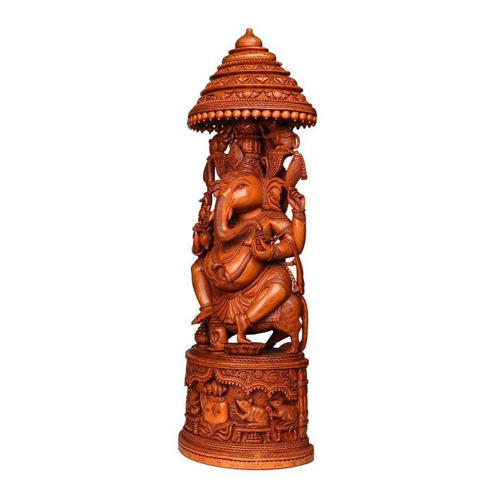 Ganesh Murti - 25 Inches | Wooden Ganapati Murti/ Vinayagar Statue for Pooja - Wooden Murties