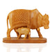 Kamadhenu Statue - 4 Inches | Cow and Calf Statue/ Wooden Kamadhenu Idol for Home - Table Stand Accessories