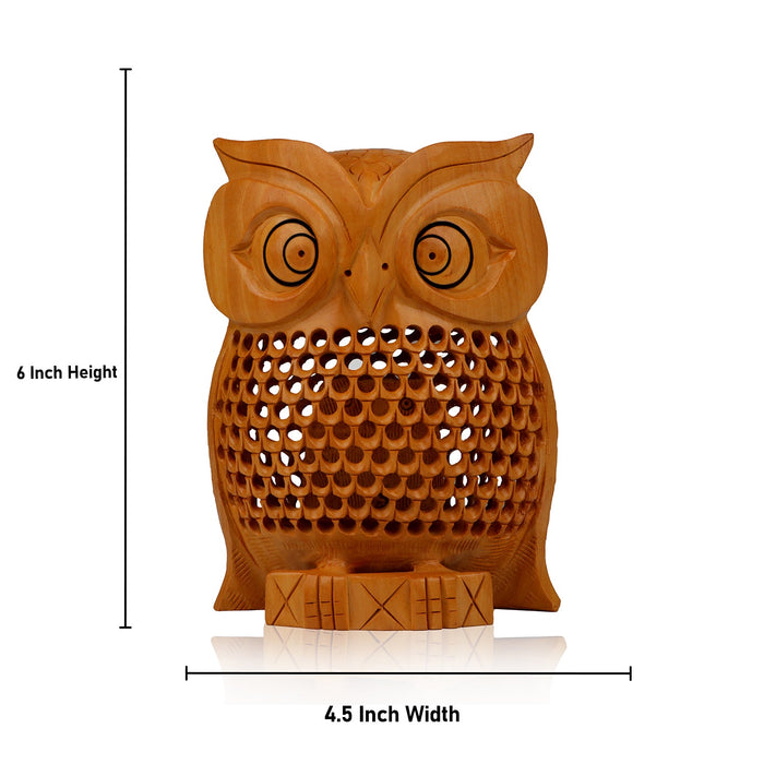 Owl Statue - 6 Inches | Wooden Owl Figurines/ Owl Sculpture for Home