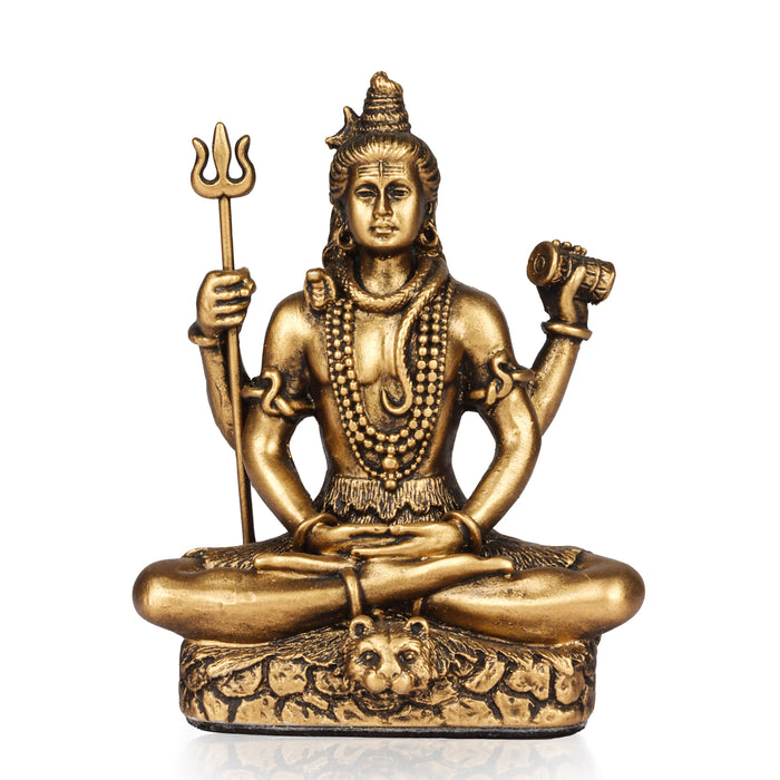 Shiva Statue - 3 Inches | Resin Shiva Idol/ Brass Finish Shiva Murti for Pooja