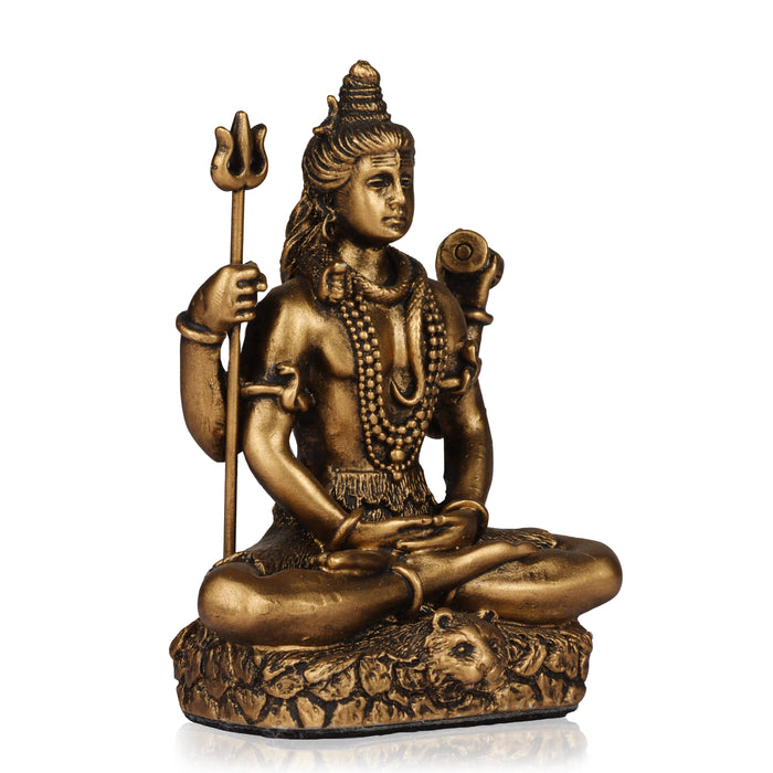 Shiva Statue - 3 Inches | Resin Shiva Idol/ Brass Finish Shiva Murti for Pooja