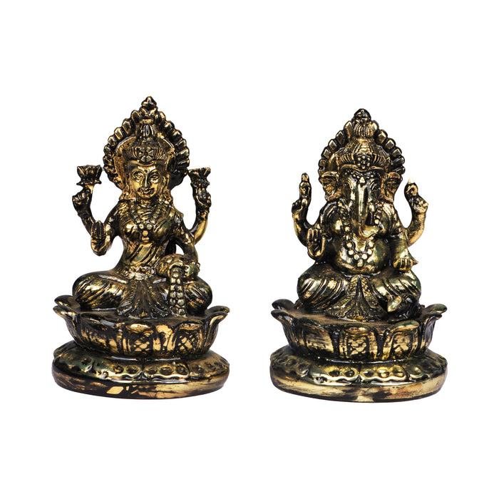 Laxmi Ganesh Murti - Metal Resin | Resin Laxmi Ganesha Idol/ Lakshmi Ganesh Murti for Home Decor - Fibre Murties