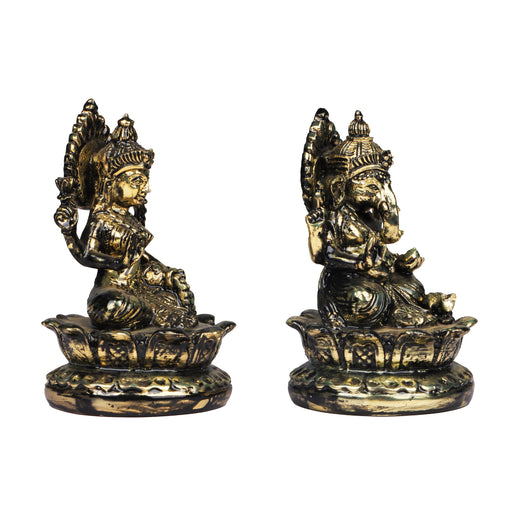 Laxmi Ganesh Murti - Metal Resin | Resin Laxmi Ganesha Idol/ Lakshmi Ganesh Murti for Home Decor - Fibre Murties