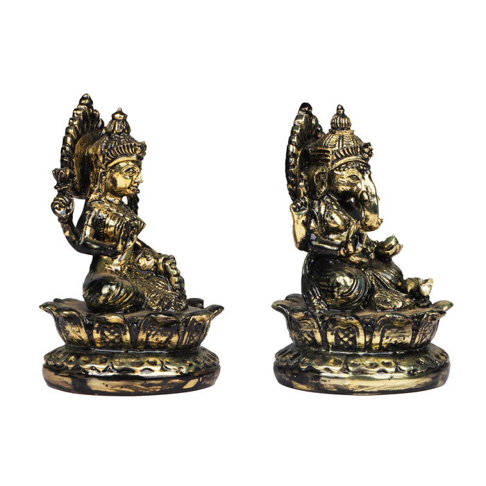 Laxmi Ganesh Murti - Metal Resin | Resin Laxmi Ganesha Idol/ Lakshmi Ganesh Murti for Home Decor - Fibre Murties