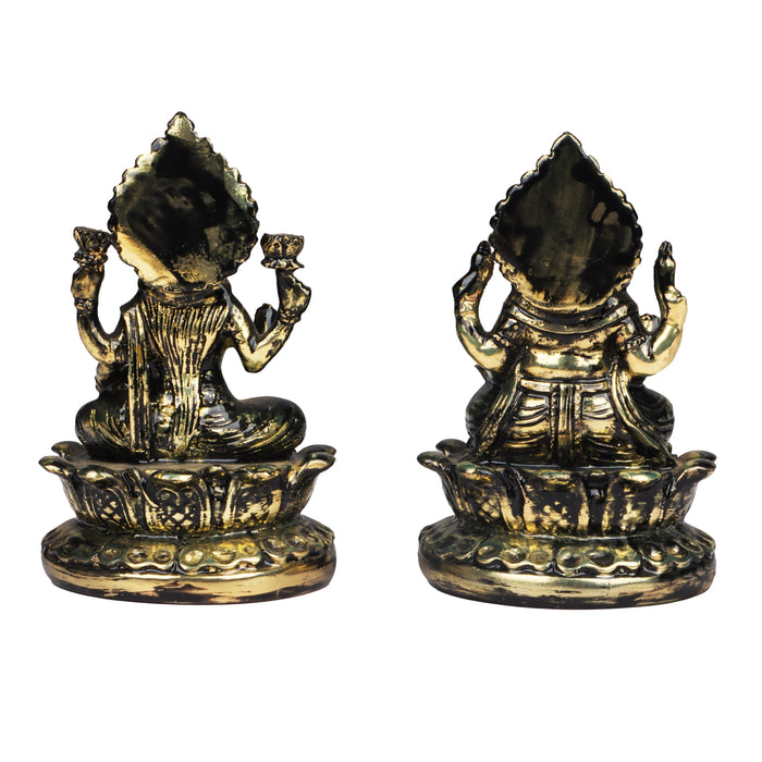 Laxmi Ganesh Murti - Metal Resin | Resin Laxmi Ganesha Idol/ Lakshmi Ganesh Murti for Home Decor - Fibre Murties