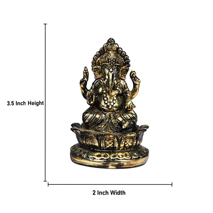 Laxmi Ganesh Murti - Metal Resin | Resin Laxmi Ganesha Idol/ Lakshmi Ganesh Murti for Home Decor - Fibre Murties