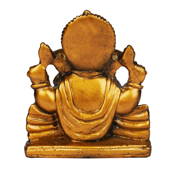 Ganesh Murti - 3 Inches | Resin Ganapati Statue/ Brass Polish Ganesh Idol for Pooja