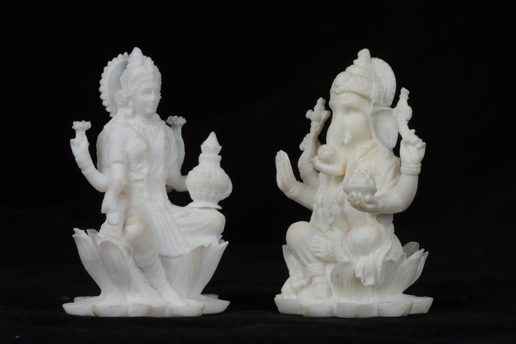 Ganesh Lakshmi Idol - 3 x 2 Inches | Ganesh Lakshmi Murti/ Resin Ganesh Laxmi Statue for Home Decor