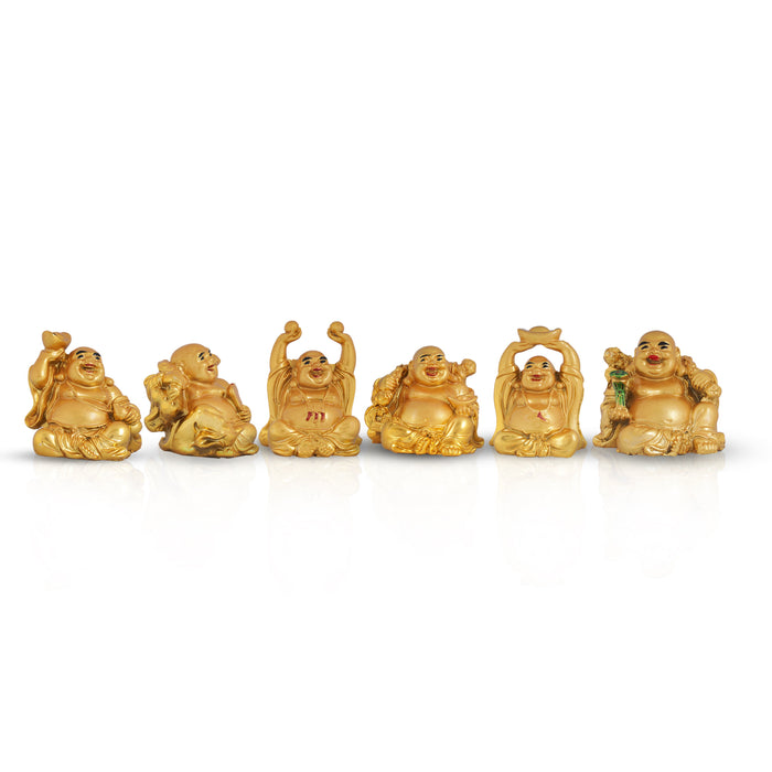 Happy Man Set - 2 x 2 Inches | Gold Polish Happy Man Idol for Home Decor - Table Stand Accessories