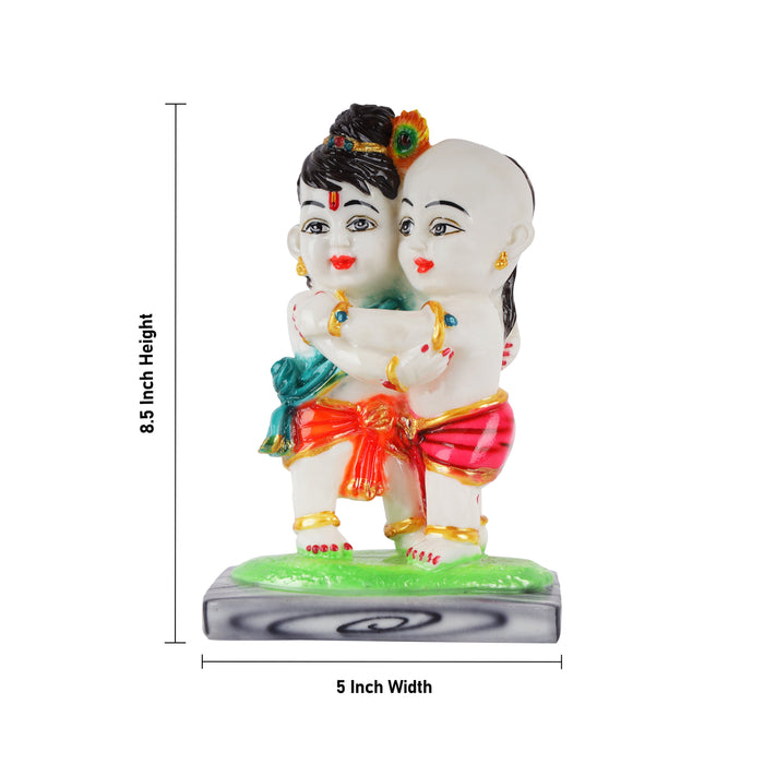 Krishnan Sudama Statue - 8.5 Inches | Marble Dust Krishna Idol/ Lord Krishna Statue for Home Decor