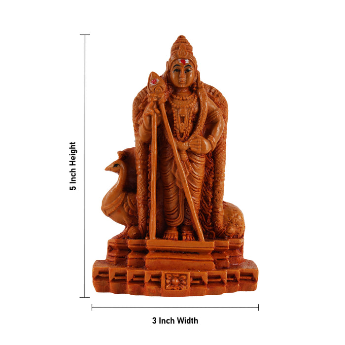 Murugan Statue - 5 Inches | Resin Murugar with Peacock Idol/ Murugan Silai for Home Decor