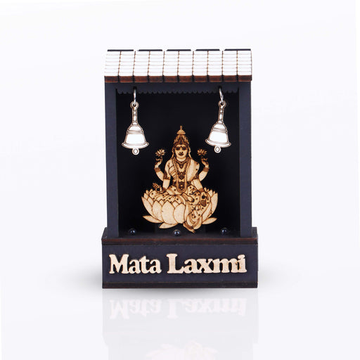 Mata Lakshmi - 5 x 3.5 Inches | Wooden Mata Laxmi with Led Light for Home - Table Stand Accessories