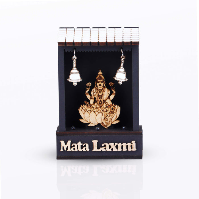 Mata Lakshmi - 5 x 3.5 Inches | Wooden Mata Laxmi with Led Light for Home - Table Stand Accessories
