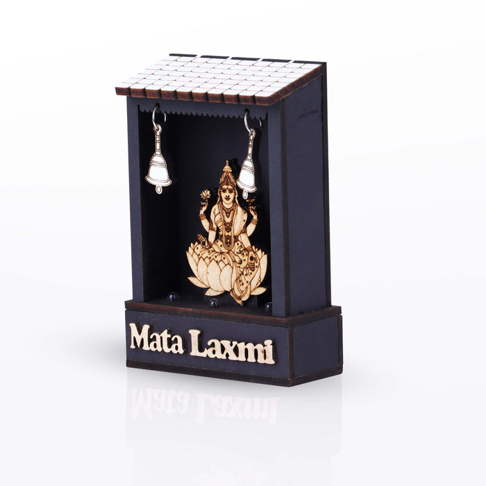 Mata Lakshmi - 5 x 3.5 Inches | Wooden Mata Laxmi with Led Light for Home - Table Stand Accessories