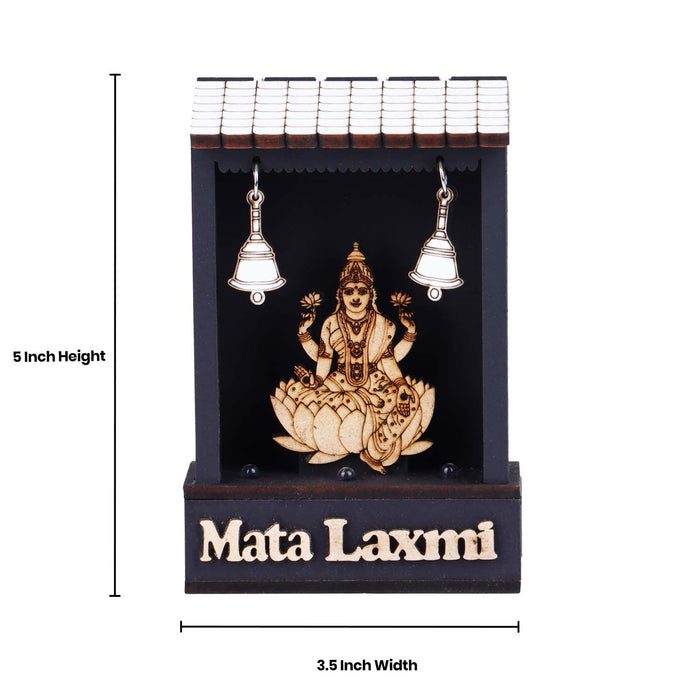 Mata Lakshmi - 5 x 3.5 Inches | Wooden Mata Laxmi with Led Light for Home - Table Stand Accessories