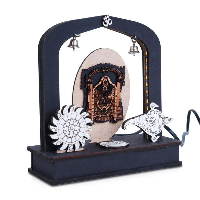 Wooden Mandir - 5 Inches | Wooden Statue/ Wooden Led Mantapa for Pooja/ Assorted Design - Table Stand Accessories