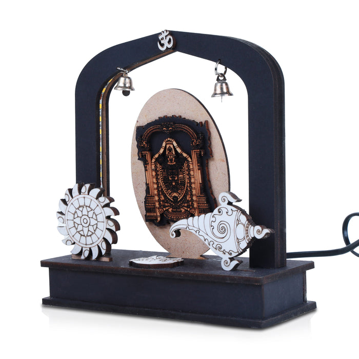 Wooden Mandir - 5 Inches | Wooden Statue/ Wooden Led Mantapa for Pooja/ Assorted Design - Table Stand Accessories