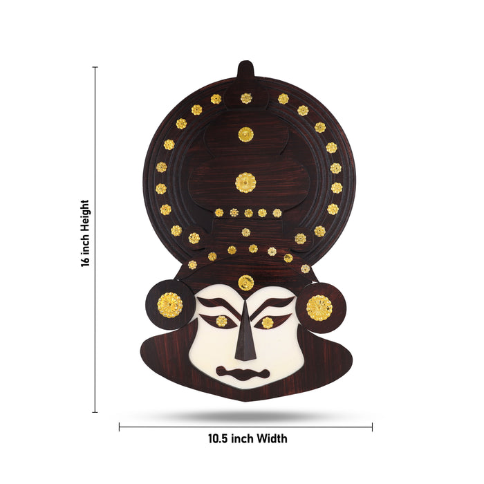 Kathakali Face  - 16 Inches |  Kathakali Head Wall Hanging/ Wooden Kathakali Face for Wall Decor - Wall Hanging