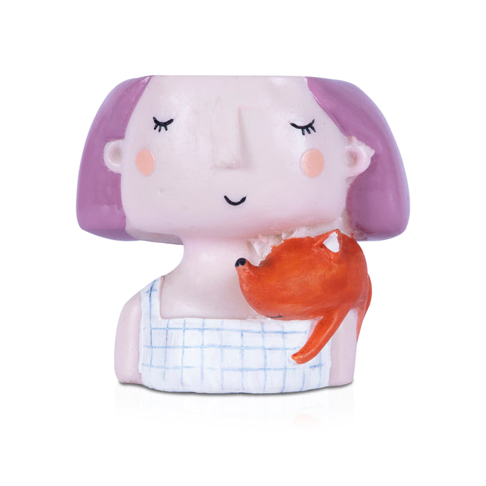 Doll Statue - 3.5 Inches | Resin Doll Pot Idol for Table Decor - Table Stand Accessories