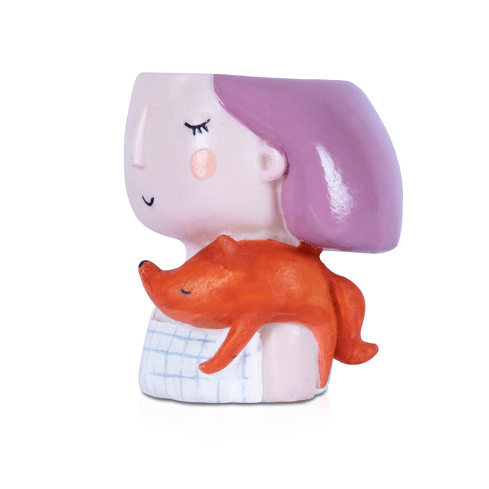 Doll Statue - 3.5 Inches | Resin Doll Pot Idol for Table Decor - Table Stand Accessories