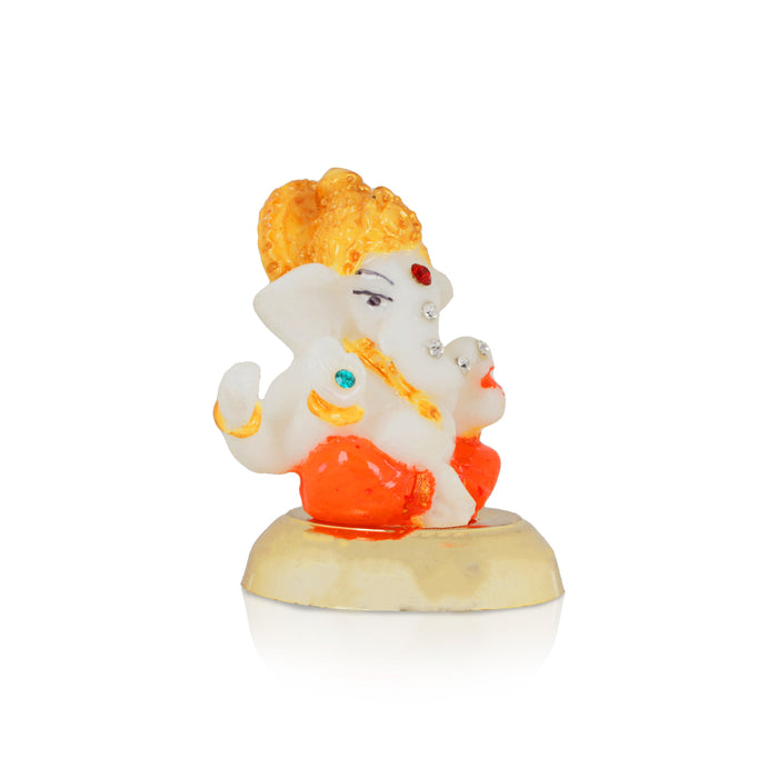 Ganesh Murti - 3 x 2 Inches | Marble Dust Idol/ Ganapati Murti/ Vinayagar Statue for Home Decor - Fibre Murties