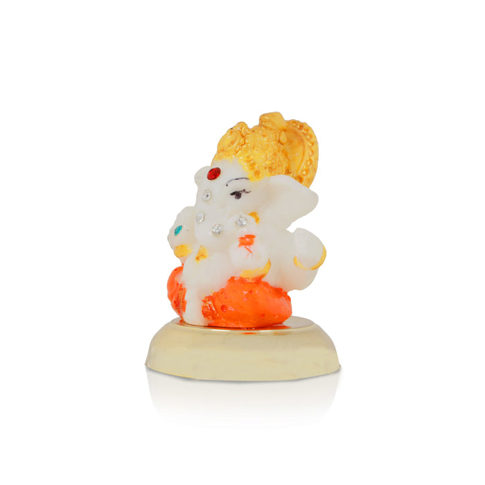 Ganesh Murti - 3 x 2 Inches | Marble Dust Idol/ Ganapati Murti/ Vinayagar Statue for Home Decor - Fibre Murties