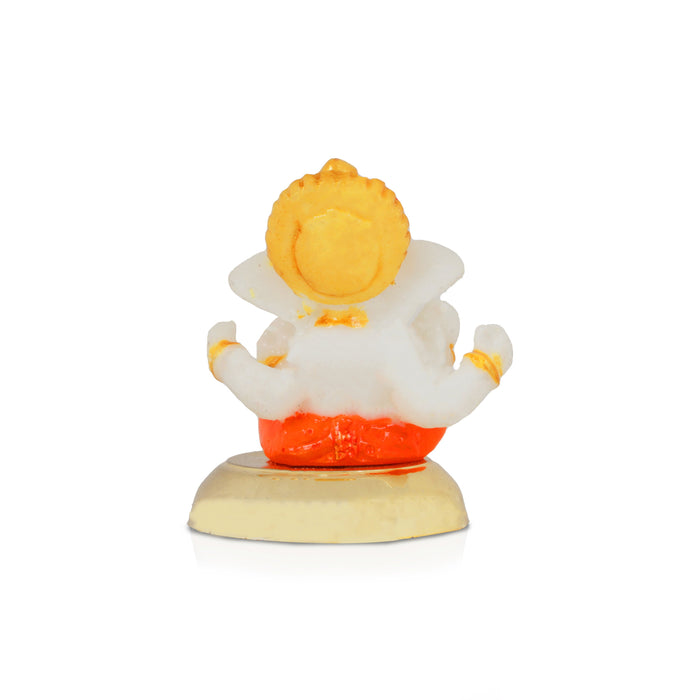 Ganesh Murti - 3 x 2 Inches | Marble Dust Idol/ Ganapati Murti/ Vinayagar Statue for Home Decor - Fibre Murties