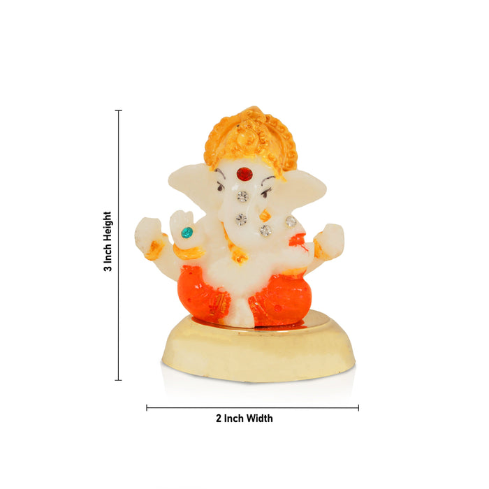 Ganesh Murti - 3 x 2 Inches | Marble Dust Idol/ Ganapati Murti/ Vinayagar Statue for Home Decor - Fibre Murties