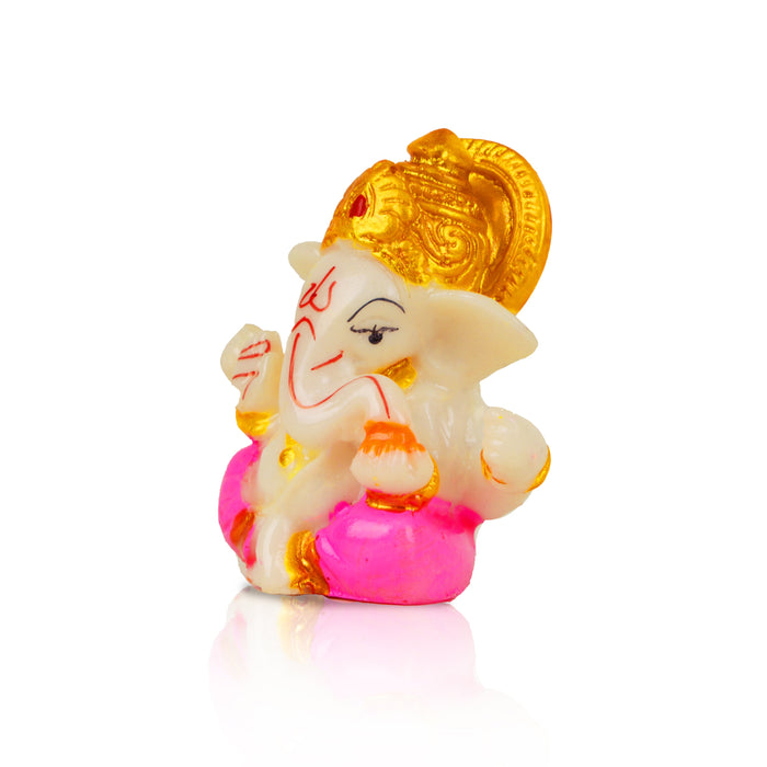 Ganesh Murti - 2.5 x 2.5 Inches | Marble Dust Ganapati Murti/ Vinayagar Statue for Home Decor - Car Stand & Car Accessories