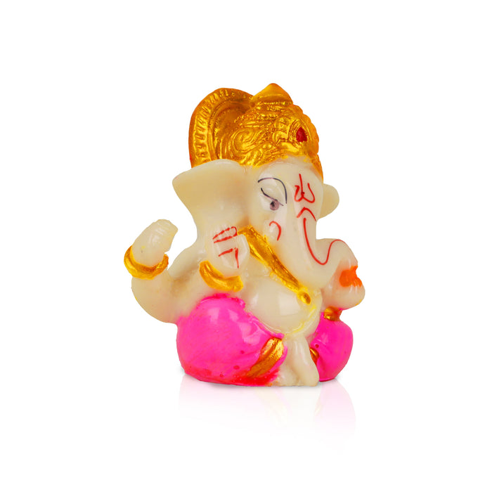 Ganesh Murti - 2.5 x 2.5 Inches | Marble Dust Ganapati Murti/ Vinayagar Statue for Home Decor - Car Stand & Car Accessories