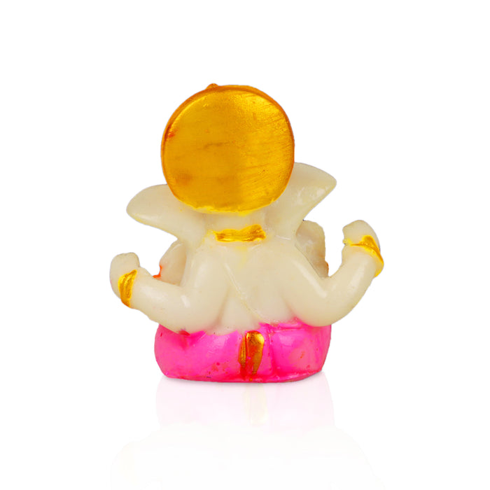 Ganesh Murti - 2.5 x 2.5 Inches | Marble Dust Ganapati Murti/ Vinayagar Statue for Home Decor - Car Stand & Car Accessories