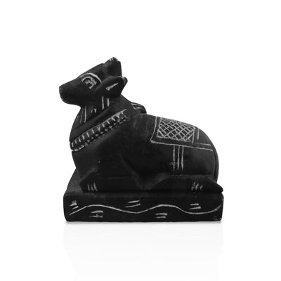 Nandi Statue - 3 x 3.25 Inches | Soft Stone Nandi Idol/ Nandi Murti for Pooja