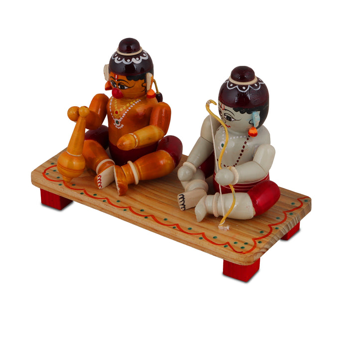 Ram Hanuman Statue - 5 Inches | Wooden Statue/ Golu Doll for Home Decor - Kondapalli Wooden Toys
