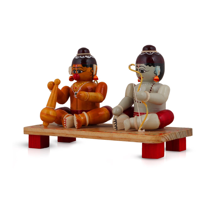 Ram Hanuman Statue - 5 Inches | Wooden Statue/ Golu Doll for Home Decor - Kondapalli Wooden Toys