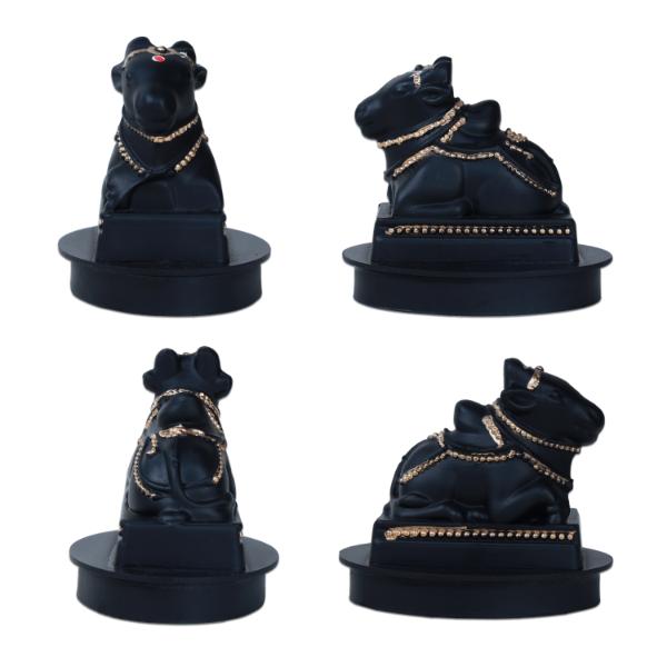 Shivling with Nandi Statue - 2.5 Inches | Fibre Shiva Lingam/ Nandi Idol for Home Decor - Fibre Murties