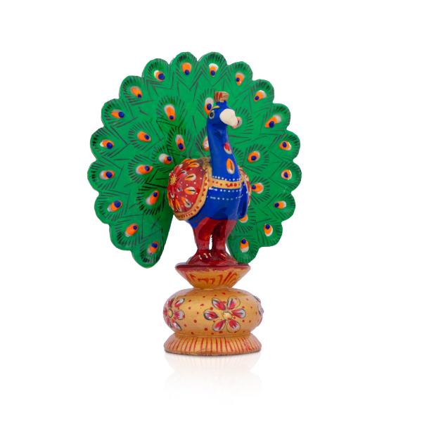 Peacock Statue - 5.5 Inches | Painted Peacock/ Wooden Peacock for Home Decor
