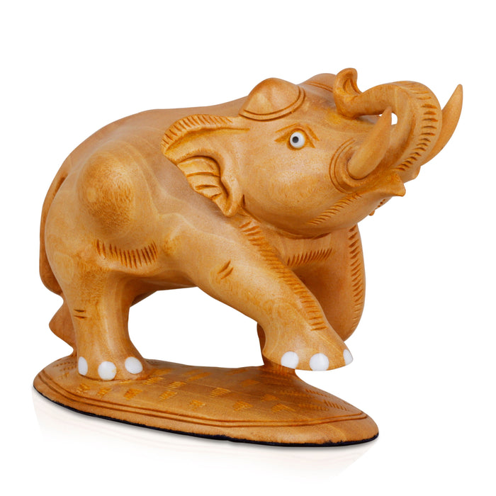 Elephant Statue - 3 Inches | Wooden Statue/ Elephant Idol for Home Decor - Table Stand Accessories