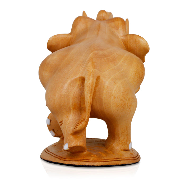 Elephant Statue - 3 Inches | Wooden Statue/ Elephant Idol for Home Decor - Table Stand Accessories