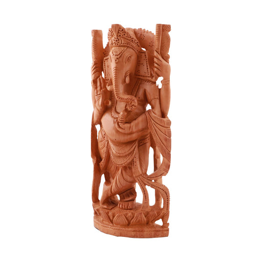 Ganesh Murti - 8 Inch | Wooden Statue/ Ganapati Murti/ Vinayagar Statue for Pooja - Wooden Murties