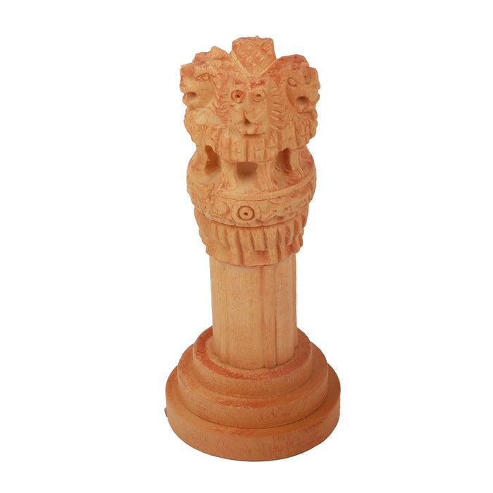 Ashok Pillar - 3 Inches | Ashoka Pillar Wooden/ Wood Sculpture for Home