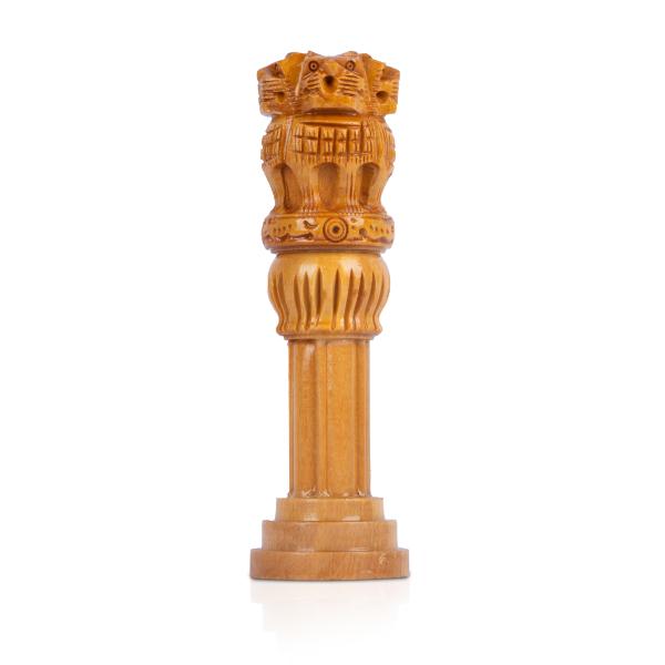 Wooden Ashok Pillar - 5 Inches | Ashoka Pillar Wooden for Home - Table Stand Accessories