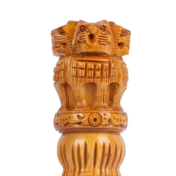 Wooden Ashok Pillar - 5 Inches | Ashoka Pillar Wooden for Home - Table Stand Accessories