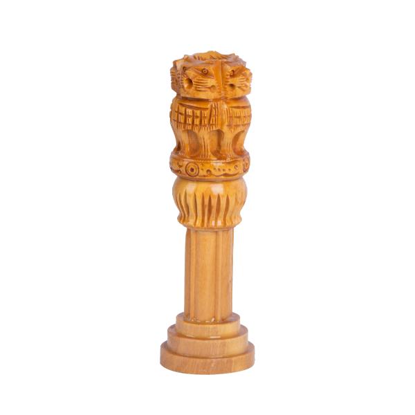 Wooden Ashok Pillar - 5 Inches | Ashoka Pillar Wooden for Home