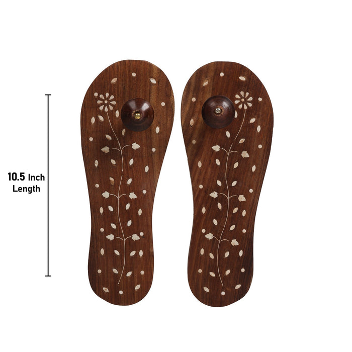 Paduka - 10.5 Inches | Swami Paduka/ Wooden Charan Paduka for Pooja - Pooja Box & Paduka